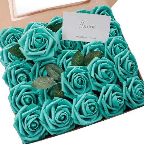 Miniatura 46 de Floroom Flores artificiales de espuma, aspecto real, con tallos, para manualidades, ramos de boda, centros de mesa, despedida de soltera, fiesta, 25