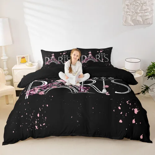 Miniatura 11 de Juego de ropa de cama con diseño de dibujos animados para niñas, niños, mascotas, gatos, funda de edredón con luz de neón, funda de edredón colorida