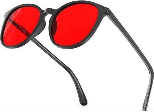 Miniatura 8 de Bloomoak Lentes de bloqueo de luz azul naranja 99%, estilo redondo retro de moda, alivia la fatiga ocular, mejorar el sueño para pantallas
