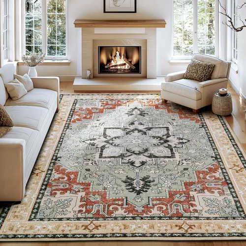 Miniatura 61 de Lofus 8x10 Alfombras de área para sala de estar, alfombra de área lavable, alfombras para dormitorio, cocina, alfombra vintage boho, alfombra suave