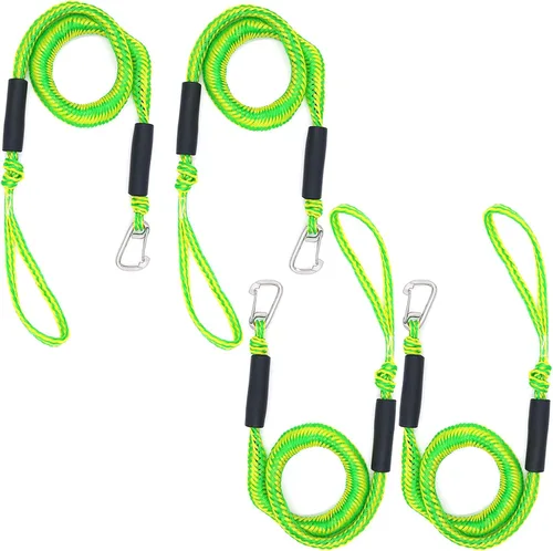 Miniatura 8 de Líneas de muelle elástico para barcos de 4 pies, paquete de 2 cuerdas de amarre con 316 clips de acero inoxidable, accesorios PWC de grado marino