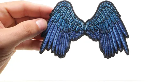 Miniatura 3 de Parche azul con alas de ángel pequeñas y hermosas - 5 x 3 pulgadas. Parche bordado para planchar (P3200)