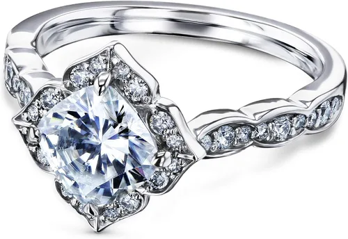 Miniatura 2 de Kobelli Anillo de compromiso con halo floral de moissanita (G-H) de 1 13 CTW - Múltiples opciones de oro
