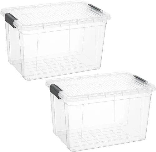 Miniatura 28 de Superio Contenedor de plástico transparente de 7.4 cuartos con tapa, no tóxico, sin BPA, sin olor, caja de almacenamiento organizadora, recipiente