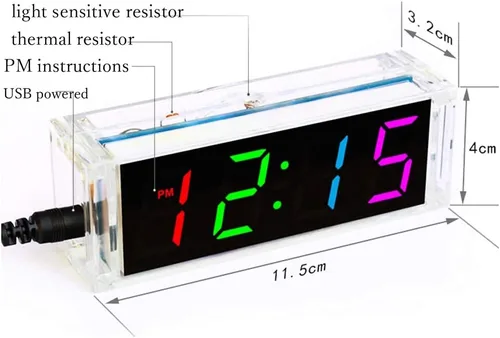 Miniatura 4 de Treedix 1 unids colorido reloj digital kits LED hablando reloj DIY kit componente reloj electrónico soldadura experimento (azul)