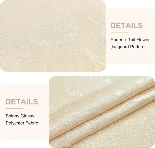 Miniatura 5 de Wolkemer Mantel de jacquard ovalado pequeño brillante de 52 x 70 pulgadas, color beige floral, hojas de campo, patrón de damasco, mantel de tela