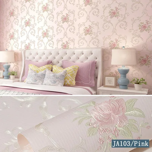 Miniatura 4 de Papel tapiz vintage 3D floral para despegar y pegar, papel tapiz de damasco con estampado floral en relieve, autoadhesivo, no tejido, papeles