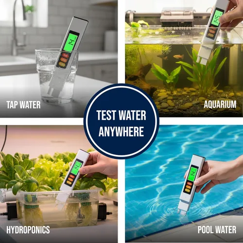 Miniatura 7 de Pruebador de agua profesional para agua potable - Medidor TDS digital preciso (0-9999 ppm) - Lectura instantánea de 1 segundo