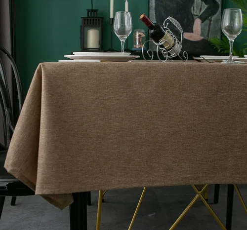 Miniatura 7 de Tektrum Mantel cuadrado de lino sintético texturizado de 70 x 70 pulgadas, impermeable, a prueba de derrames, resistente a las manchas, sin arrugas