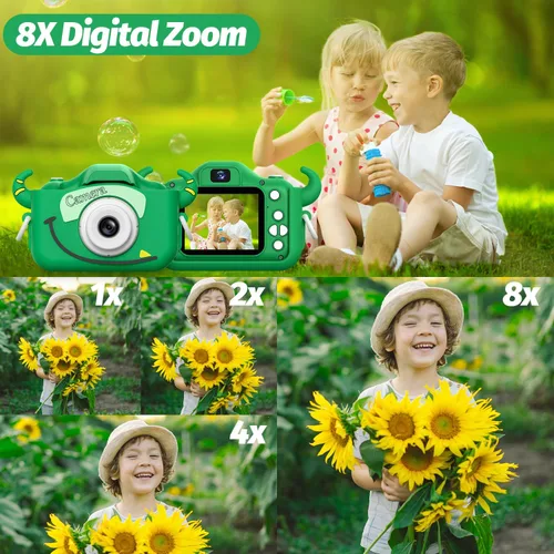 Miniatura 6 de Goopow Juguetes de Cámara para Niños de 3-8 Años Niñas y Niños, Videocámara Digital para Niños con Cubierta Suave de Dibujos Animados, Mejor Regalo