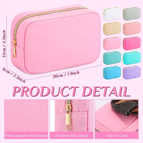 Miniatura 3 de Sweetude 10 bolsas de maquillaje de nailon para mujeres, bolsa organizadora de maquillaje reutilizable, bolsa de viaje para cosméticos, organizador