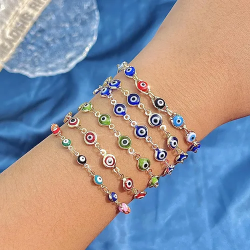 Miniatura 2 de Evil Eye Bracelets Blue Eye Ojo Hamsa Jewelry Dainty Gold Link Bracelets for Women Lucky Turkish Protection Trendy Birthday Jewelry Gifts
