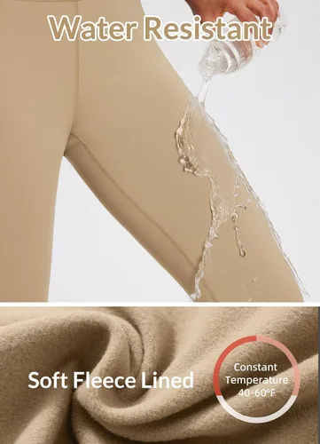 Miniatura 19 de baleaf Leggings con forro polar para mujer, impermeables, pantalones de senderismo de invierno, mallas térmicas para correr, bolsillos