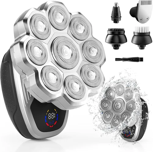 Maquinilla de afeitar eléctrica para hombres, afeitadoras de cabeza para hombres calvos, maquinillas de afeitar eléctricas 5 en 1 con afeitadora de