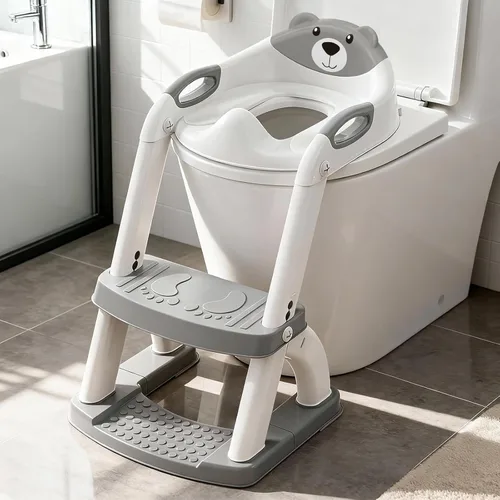 Miniatura 19 de SKYROKU - Asiento de inodoro mejorado para niños y niñas, para entrenamiento de baño, almohadilla antideslizante para protección contra 8838-azul