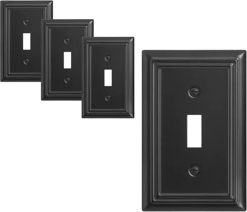 Miniatura 13 de DEWENWILS Paquete de 4 placas de pared de metal, cubierta de interruptor de palanca individual, resistente a la corrosión, níquel cepillado