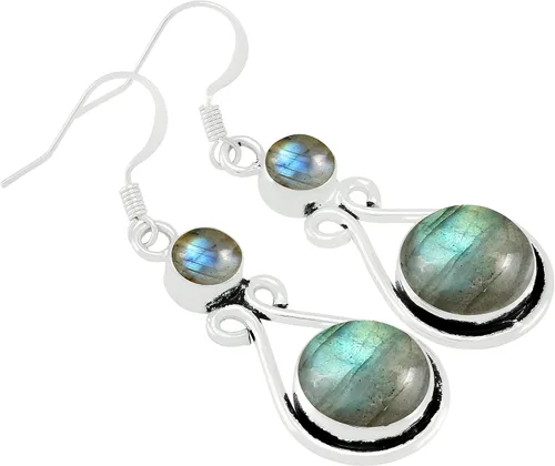 Miniatura 2 de Pendientes colgantes hechos a mano con piedras preciosas naturales 925, Gema, Gema