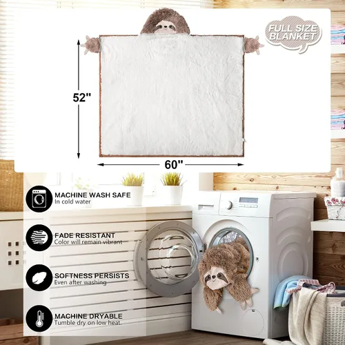 Miniatura 6 de Manta con Capucha Usable de Perezoso para Adultos - Pelaje Sintético Esponjoso Súper Suave y Desgreñado, Forro Polar Peludo Difuso Cálido Acogedor
