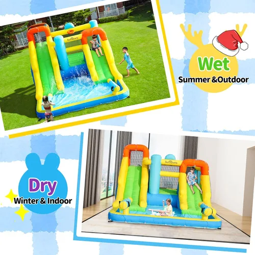 Miniatura 5 de Tobogán acuático inflable para patio trasero de niños, casa de rebote con tobogán acuático, casa inflable para parque acuático inflable para húmedo