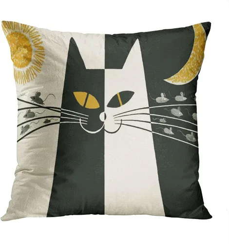Funda de almohada decorativa con cremallera oculta de gato blanco y negro romántico vintage para el hogar, funda de cojín cuadrada de 16 x 16