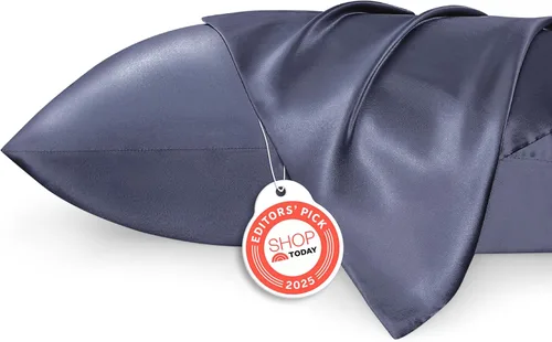 Miniatura 19 de Bedsure Paquete de 2 fundas de almohada de satén similares a las fundas de almohada de seda tamaño estándar, funda de almohada para mujeres que 01