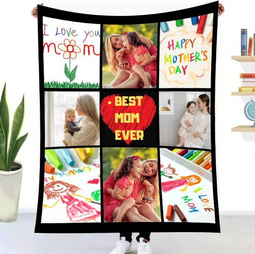 Miniatura 9 de Manta personalizada con foto y texto personalizado, manta para papá con imágenes de regalo para bebés, amigos, amantes y mascotas, manta 1-2 Foto