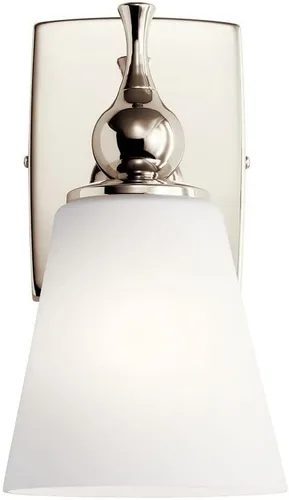 Miniatura 5 de Kichler Cosabella™ - Aplique de pared con 1 luz de 6 pulgadas con estuche grabado satinado ópalo en níquel pulido