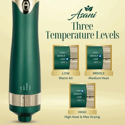 Miniatura 6 de Asani Cepillo de aire caliente multiusos - Secador de pelo con cabezales intercambiables para rizar, alisar y dar volumen, cepillo de peinado