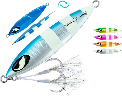 Miniatura 37 de OCEAN CAT Jigs de pesca de agua salada en alta mar Jigging de velocidad de lanzamiento lento señuelos vertical Jigging vertical Plantilla de otoño