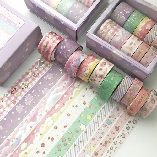 Miniatura 5 de Creative Washi Tape Set - Juego de 10 rollos de cinta adhesiva decorativa con impresión de lámina dorada para artes, manualidades DIY, diarios