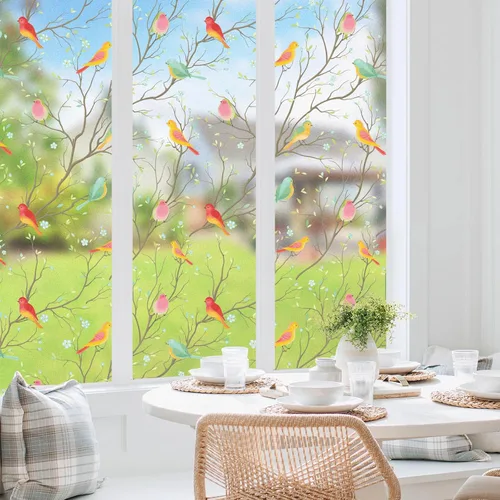 Miniatura 7 de Coavas - Película de privacidad para ventana no adhesiva, película translúcida de aves para ventana, película estática, adhesivos de ventana