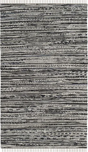 SAFAVIEH Rag Rug Collection - Alfombra decorativa de 2 x 3 pies, color gris, hecha a mano, de algodón a rayas, ideal para zonas de alto tráfico en