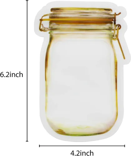Miniatura 2 de anGrace Mason Jar Bags Amarillas, 20 Piezas Bolsas Reutilizables Herméticas para Almacenamiento de Alimentos a Prueba de Fugas Bolsas Ahorradoras