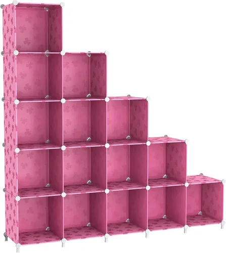 Miniatura 14 de UNKU Organizador de almacenamiento de cubos, 16 cubos organizadores de armario, estantes de almacenamiento, estantería apilable para bricolaje, Negro