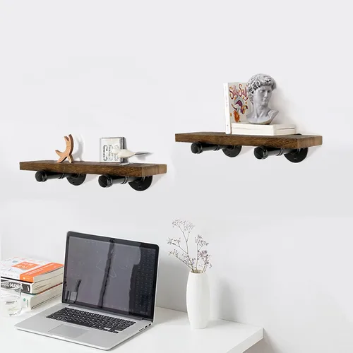 Miniatura 6 de Soportes industriales de tubo de hierro negro de 3/4 pulgadas, soportes rústicos para colgar en la pared, soportes de tubería personalizados