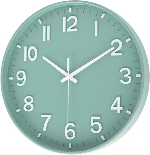 Miniatura 2 de HZDHCLH Reloj de pared de cuarzo moderno, funciona con pilas, 12 pulgadas, silencioso, sin tictac, números 3D, reloj redondo para pared, reloj