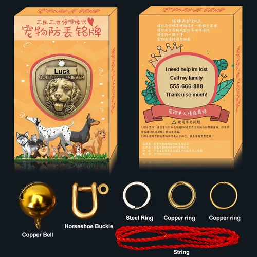 Miniatura 6 de Etiquetas para Perros Golden Retriever Personalizadas para Mascotas Etiqueta de Identificación de Nombre de Perro Grabada Personalizada de Cobre 023