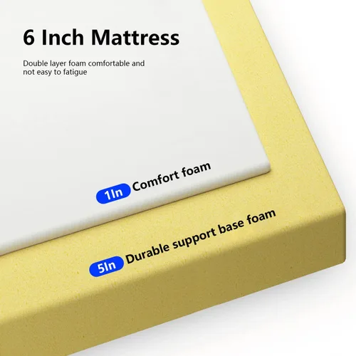 Miniatura 5 de PayLessHere Colchón Queen de 6 pulgadas Colchón de espuma de base firme media Funda extraíble lavable con cremallera transpirable y cómodo