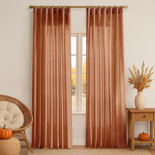 Miniatura 42 de XTMYI - Cortinas transparentes de 54 pulgadas de largo, juego de 2 paneles para baño, cortinas cortas de lino y algodón con semi privacidad