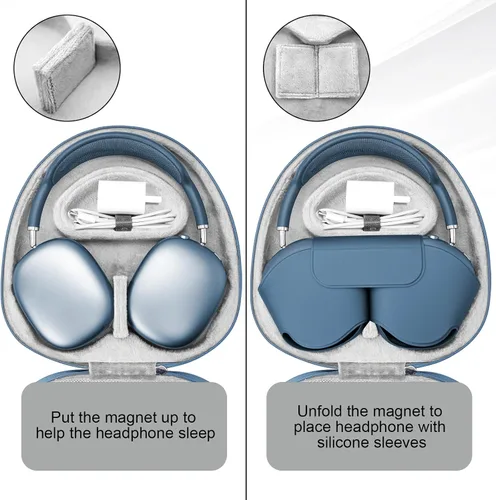Miniatura 3 de Funda de viaje Sleep Mode para AirPods Max, funda rígida de transporte GEVO para auriculares Apple AirPods Max, bolsa de almacenamiento portátil Azul