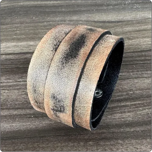 Miniatura 7 de Pulseras de cuero anchas punk vintage