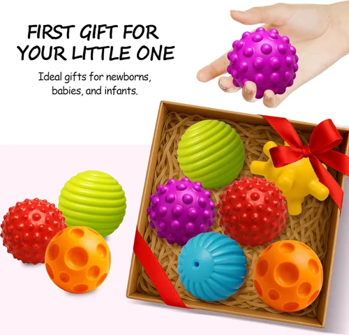 Miniatura 7 de Bolas de bebé para niños pequeños de 1 a 3 años, juguetes de baño para bebés de 6 a 12 meses, juego de bolas sensoriales suaves para bebés, set