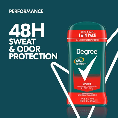 Miniatura 5 de Degree Men Original Protection Desodorante antitranspirante deportivo, paquete doble de 48 horas de protección contra el sudor y el olor