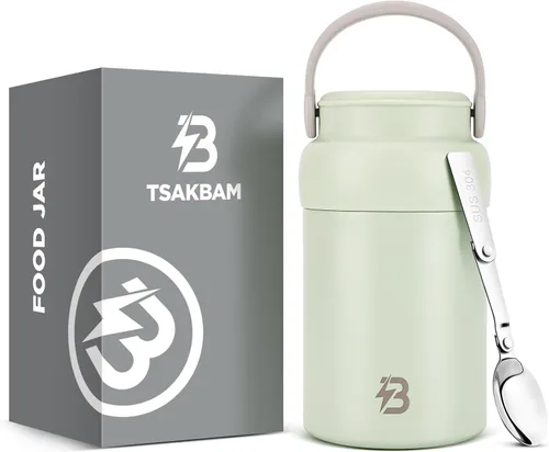 Miniatura 12 de Tarro térmico para alimentos, recipientes de almuerzo aislados al vacío de acero inoxidable de 20 onzas con cuchara, termo de boca ancha