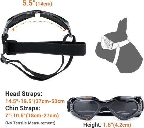 Miniatura 4 de Gafas de sol para perros de raza media, protección ocular para perros medianos, resistentes al viento, color negro