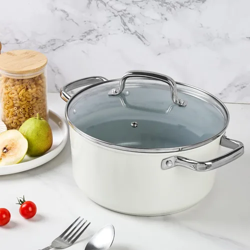 Miniatura 4 de Olla de stock de cerámica de 5 cuartos antiadherente con tapa, olla para sopa, olla de pasta antiadherente fácil de limpiar, sin PFOA, PFAS, PTFE