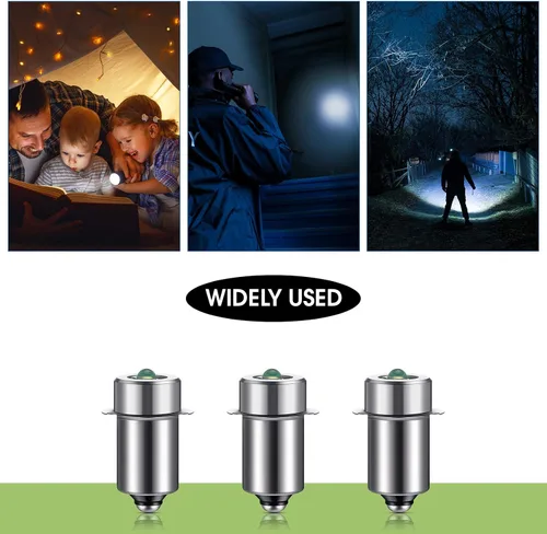 Miniatura 6 de Honoson 3 piezas 3-6v bombilla LED bombilla de repuesto 3w dc3v P13.5s LED linterna reemplazo