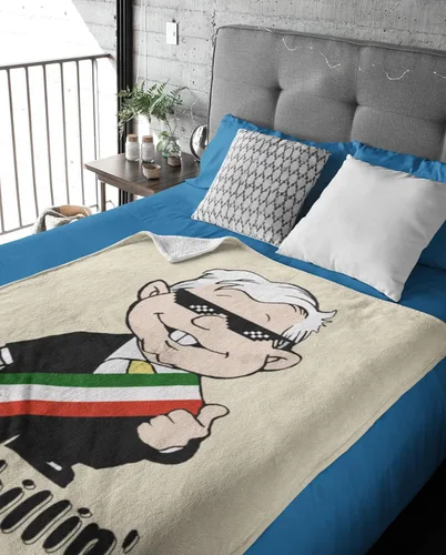 Miniatura 4 de MEXICANDOO AMLO - Manta de terciopelo con estampado de dibujos animados Amlito en un lado, manta ligera de felpa (Frazada de AMLO Cobija), tamaño 50