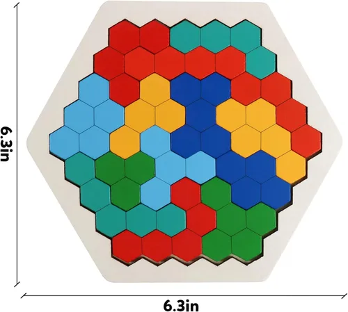 Miniatura 7 de Rompecabezas de bloques de madera para niños y adultos, rompecabezas de hexágono, juegos de rompecabezas de madera, juguete de forma