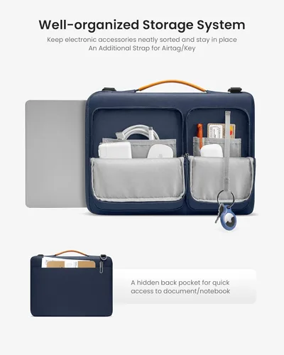 Miniatura 4 de tomtoc Bolso de hombro protector 360 para portátil para MacBook Air de 13 pulgadas 2025 M4/A3240, M3/A3113, M2/A2681, M1/A2337, MacBook Pro M2/M1